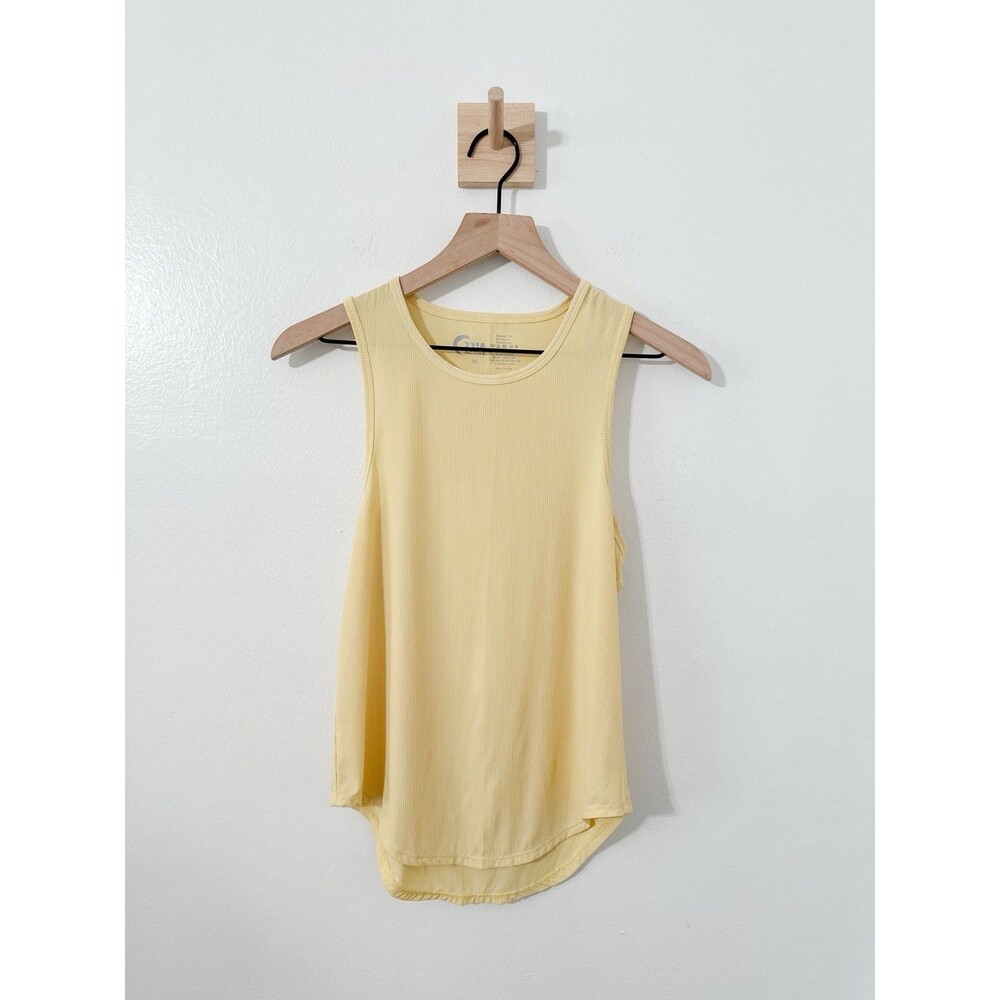 Zyia Active Women’s Butter Yellow Ribbed Tank Athletic Sz XS